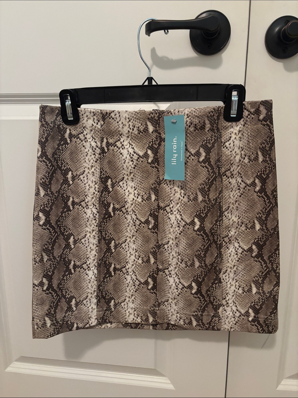 Faux leather Python-Print Mini Skirt - Brown/Beige